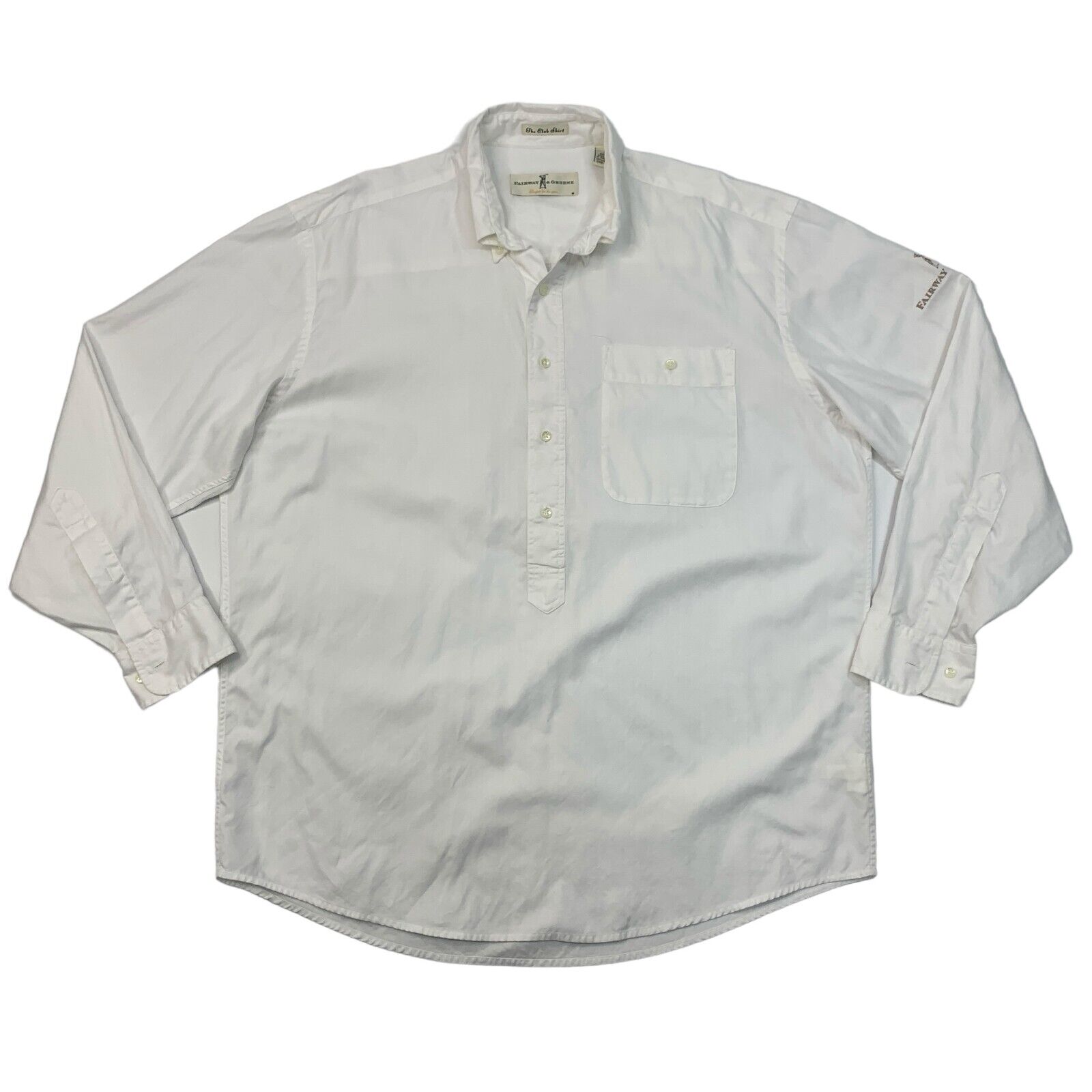 Fairway  Greene Club Shirt Mens L Large White Button Down Collared Preppy Golf